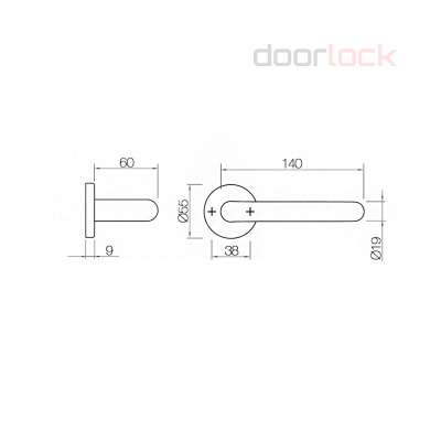 Ручка DOORLOCK 038/F-S9/55 PZ U-form Rt