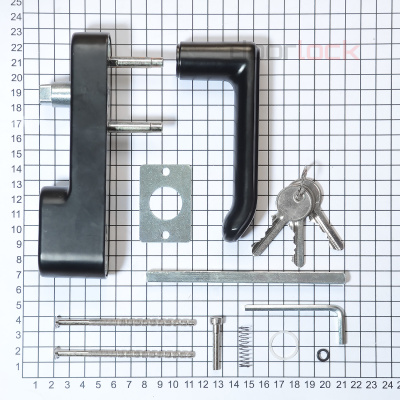 Внешняя нажимная ручка DOORLOCK V PD700/H2 серия Variant, черная, с цилиндром, для противопожарных дверей