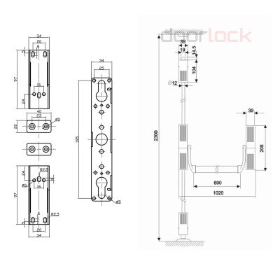 Механизм системы &quot;антипаника&quot; Doorlock V PD700RP (накладной, для пассивной створки, без балки и тяг)