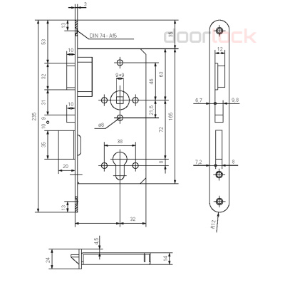 Замок дверной огнестойкий соленоидный ECO SCHULTE GBS 90F 02/05 B, антипаник,  нержавеющая сталь