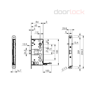 Замок дверной огнестойкий соленоидный DOORLOCK 1901EM, антипаник, оцинкованный
