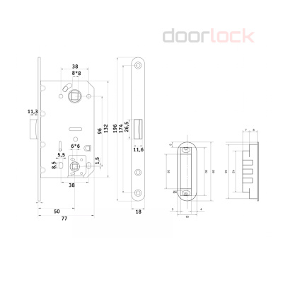 Замок дверной магнитный Palladium 600-M, межкомнатный, матовый никель